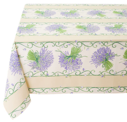 French tablecloth coated or cotton linear Lavender raw - Click Image to Close